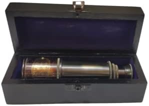 Antique Brass Telescope in Black Wooden Box
