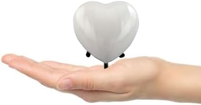 Personalized Heart Keepsake Urn - Mini Cremation Urn for Ashes - Infant Pet Urn - Display Stand Included - Pearl White