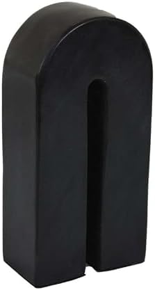 Benzara Modern Decorative Arch Sculpture in Matte Black Solid Marble 8 Inch