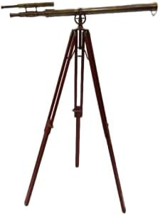 US Antique Tripod Telescope Double Barrel Decorative Stand