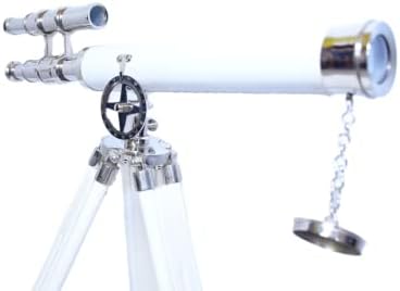 Vintage Nautical Chrome Telescope with Leather Wrap