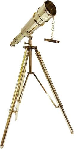 Nautical Shiny Brass Spyglass Telescope with Brass Tripod