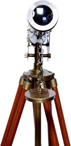 Nautical Vintage Wooden Telescope Floor Standing Double Barrel Decor
