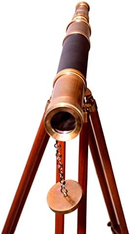 Antique Brass Telescope with Wooden Tripod Stand