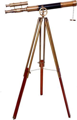 Nautical Authentic Brass Telescope with Wooden Tripod