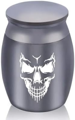 Gray Aluminum Alloy Skull Face Cremation Urn