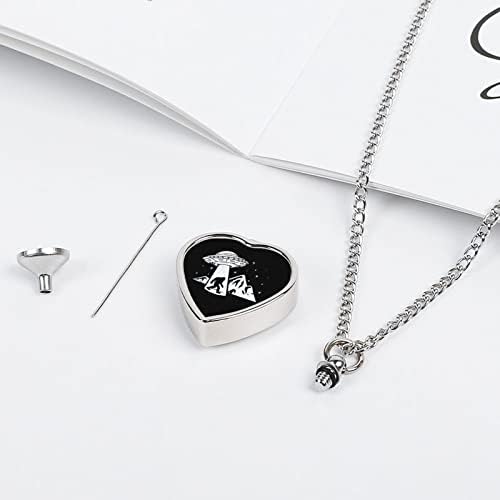 Bigfoot UFO Alien Urn Heart Silver Locket Necklace