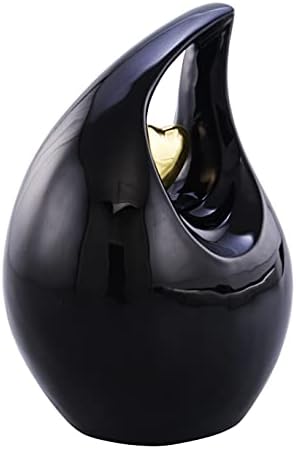 Heart of Love Cremation Urn for Human Ashes Black Gold Adult