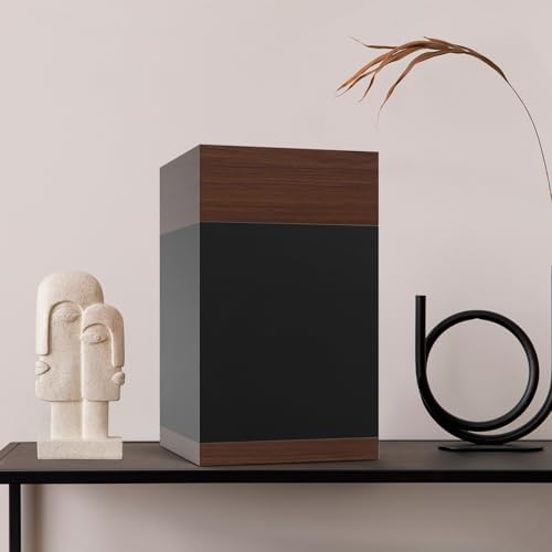 Wooden Cremation Urns for Human Ashes Black Urn with Solid Wood Base