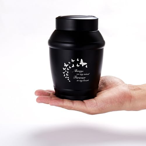 57 Inch Medium Cremation Urn Black Butterfly