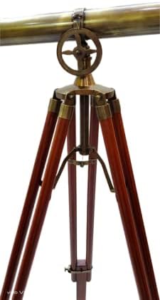 US Antique Tripod Telescope Double Barrel Decorative Stand