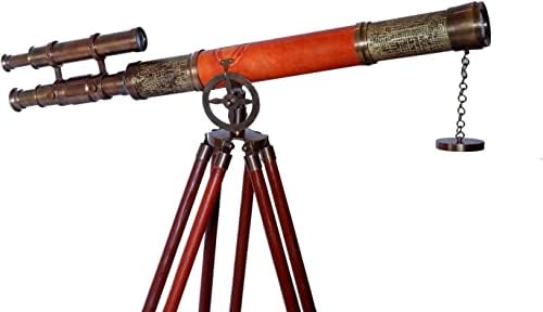 Antique Brass Double Barrel Telescope Floor Stand