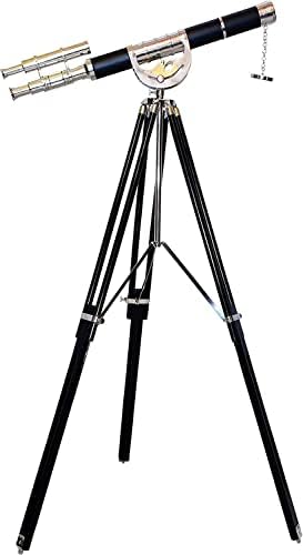 Nautical Floor Standing Brass Telescope with Chrome Finish
