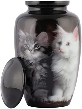 Elegant Black Cat Cremation Urn for Adults