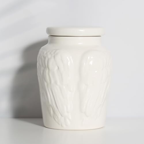 White Angel Wings Cremation Urn with Velvet Bag