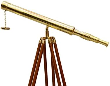 Nautical Single Barrel Telescope with Wooden Brown Tripod
