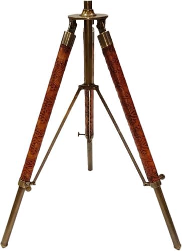 Brass Telescope Single Barrel Adjustable Wooden Tripod Vintage Nautical Spyglass