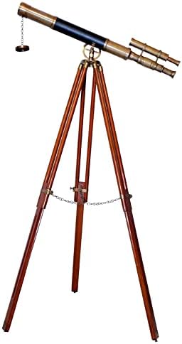 Nautical Black Leather Designer Telescope