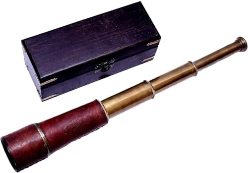 Handmade Nautical Pirate Brass Telescope with Wooden Box