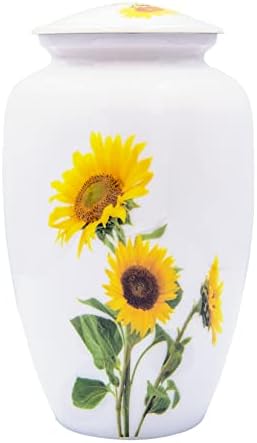 Sunflower Cremation Urn with Velvet Bag and Custom Engraving