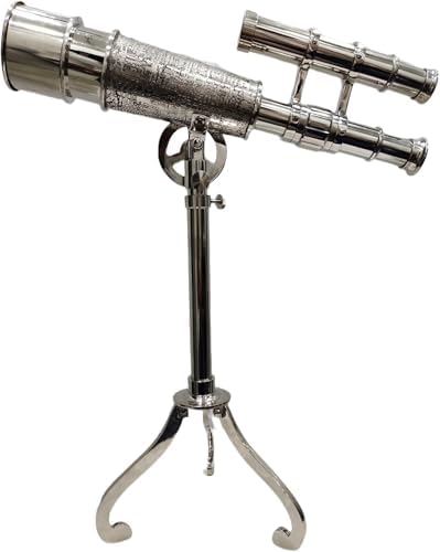 Vintage Marine Spyglass Chrome Finish Telescope Table Top Tripod Display Center Piece