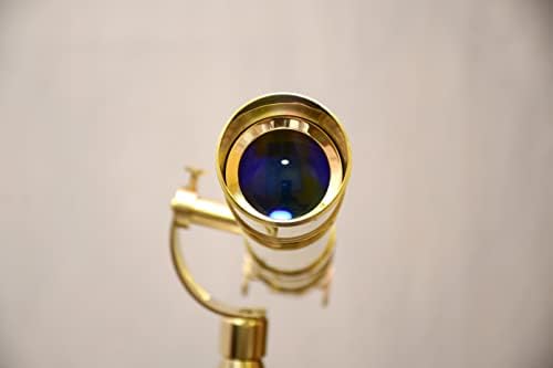 Nautical Brass Telescope with Wooden Tripod and Chrome Compass
