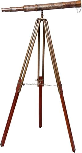 Royal Handmade Antique Brass Telescope Floor Standing Decor