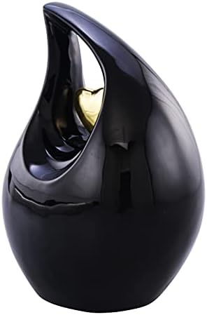 Heart of Love Cremation Urn for Human Ashes Black Gold Adult