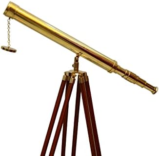 Nautical Single Barrel Telescope with Wooden Brown Tripod