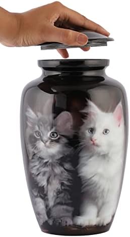 Elegant Black Cat Cremation Urn for Adults