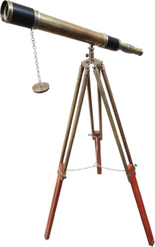 Royal Vintage Moon Arc Telescope with Brass and Wood Finish