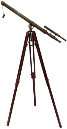 US Antique Tripod Telescope Double Barrel Decorative Stand