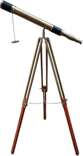 Royal Vintage Moon Arc Telescope with Brass and Wood Finish