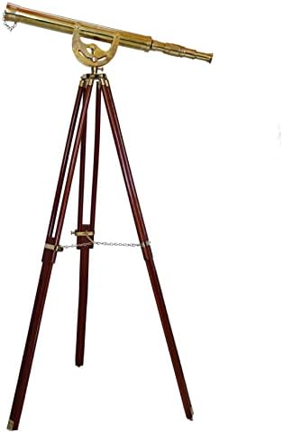 Vintage Shiny Brass Telescope Floor Standing Nautical Decor