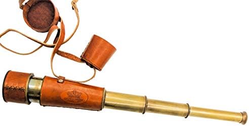 Vintage Brass Handheld Telescope with Leather Case