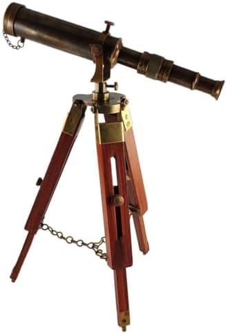 V19 Antique Brass Telescope with Wooden Tripod Stand