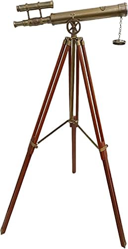 Vintage Brass Royal Telescope with Wooden Tripod
