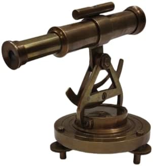 Antique Brass Alidade Telescope with Compass Table Decor