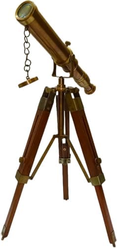 Royal Solid Brass Vintage Spyglass Telescope with Wooden Tripod