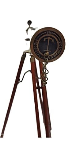 US Antique Tripod Telescope Double Barrel Decorative Stand