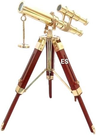 15 Inch Brass Telescope with Wooden Tripod Vintage Nautical Decor for Home Office and Study