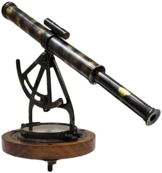 Antique Brass Alidade Telescope with Compass