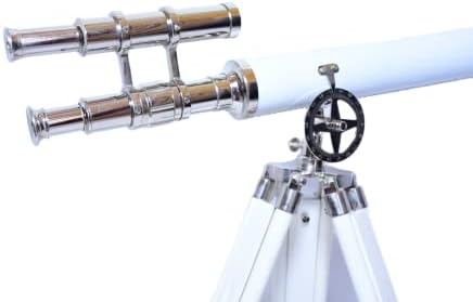 Vintage Nautical Chrome Telescope with Leather Wrap