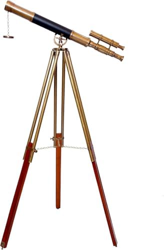 Nautical Authentic Brass Telescope with Wooden Tripod