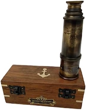 1920 Dollond London Brass Vintage Telescope with Wooden Box