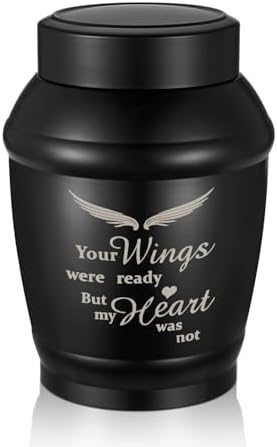 SOITIS Medium Urns for Human Ashes - Black Angel Wings Design