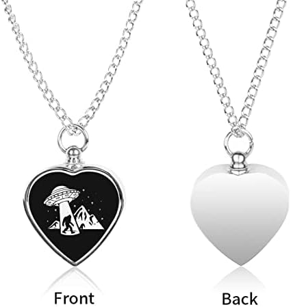 Bigfoot UFO Alien Urn Heart Silver Locket Necklace