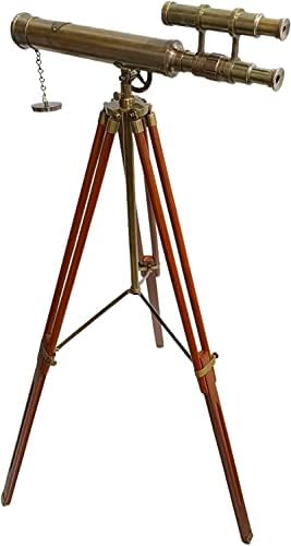 Vintage Brass Royal Telescope with Wooden Tripod