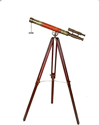 Antique Brass Double Barrel Telescope Floor Stand