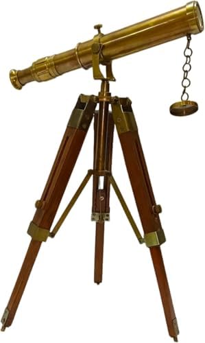 Royal Solid Brass Vintage Spyglass Telescope with Wooden Tripod
